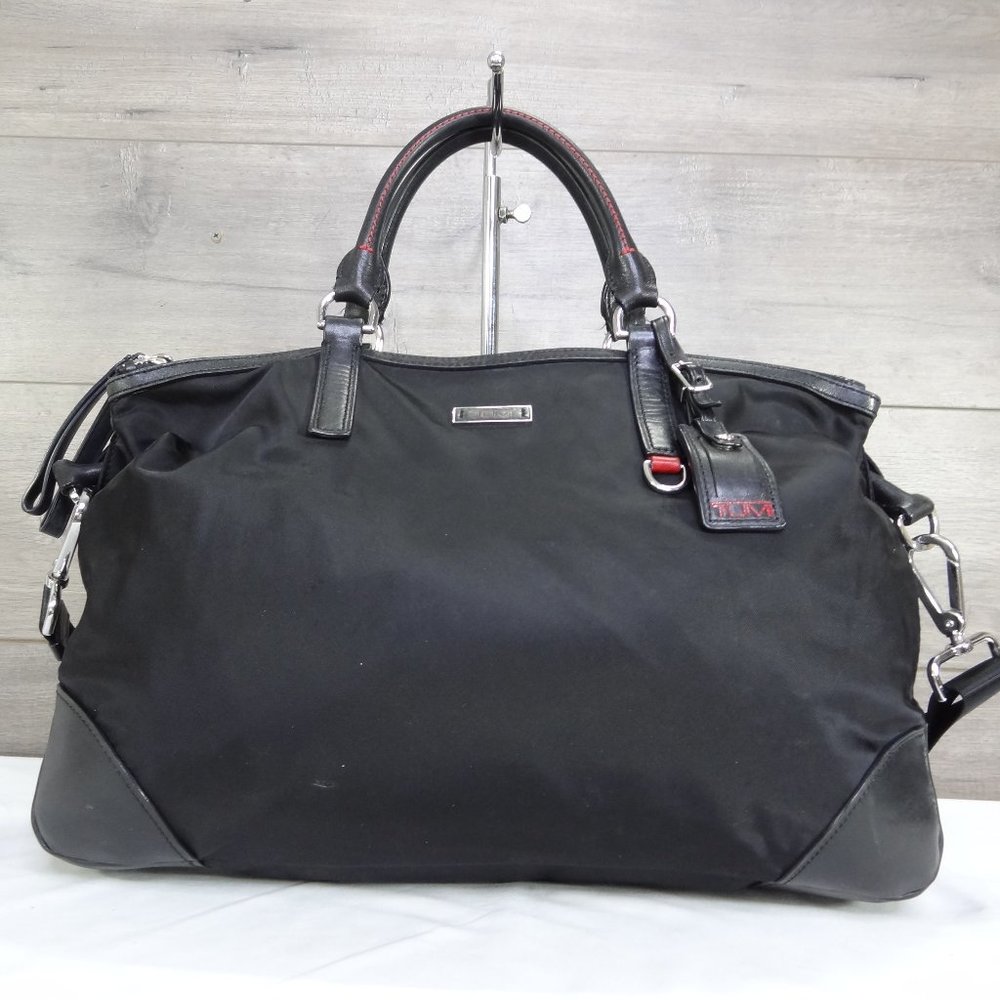 Tumi Nylon Leather Tote Shoulder Bag Satchel Handbag Purse Organizer